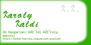 karoly kaldi business card